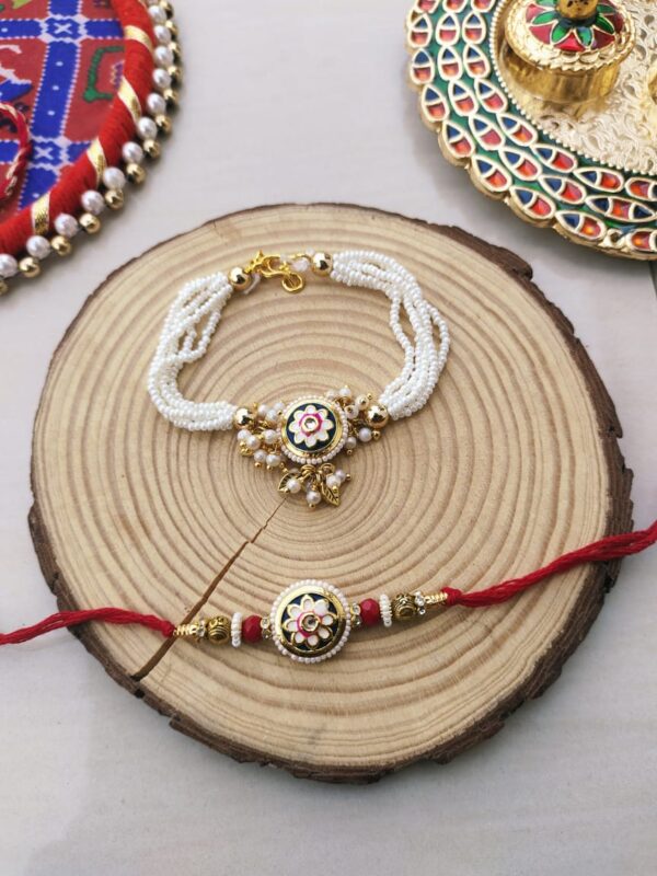 Regal Floral Bhaiya Bhabhi Rakhi Set - Image 2