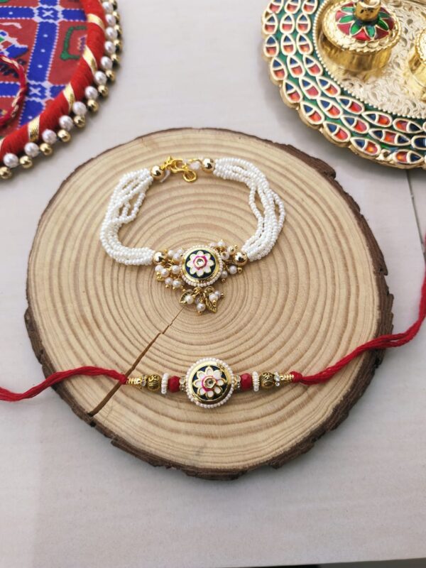 Regal Floral Bhaiya Bhabhi Rakhi Set - Image 4