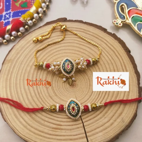 Regal Eye Design Bhaiya Bhabhi Rakhi Set - Image 2