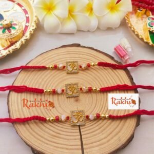 Sacred Om Square American Diamond Designer Rakhi (Single Piece)