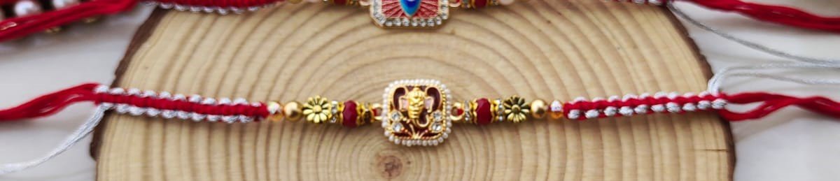 Spiritual Shield Premium Designer Rakhi Collection – Choose from Evil Eye, Lord Ganesha, or Bal Krishna (Single Piece) - Image 3