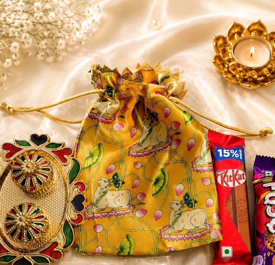 Elegant Bhaiya Bhabhi Rakhi Gift Hamper with Ornate Pooja Dish - Image 5