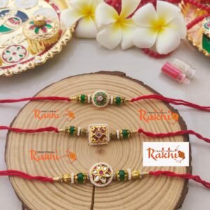 Artisan Meenakari & Kundan Geometric Designer Rakhi (Single Piece - 3 Designs Available)
