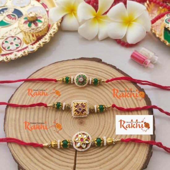 Artisan Meenakari & Kundan Geometric Designer Rakhi (Single Piece - 3 Designs Available)