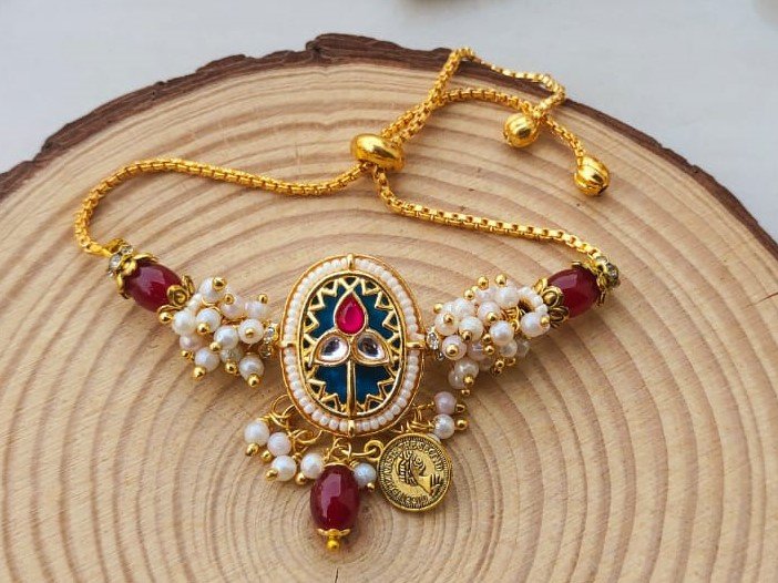 Royal Meenakari Floral Bhaiya Bhabhi Rakhi & Adjustable Slider Lumba Combo Set - Image 3