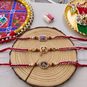 Spiritual Shield Premium Designer Rakhi Collection – Choose from Evil Eye, Lord Ganesha, or Bal Krishna (Single Piece)