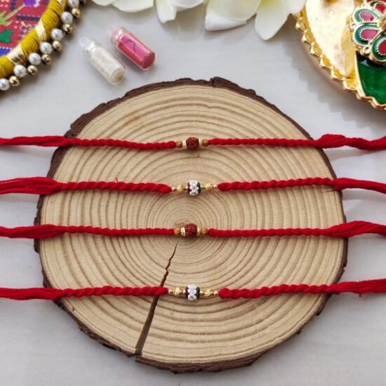 Sacred Rudraksha & Pearl Cluster Designer Rakhi Collection