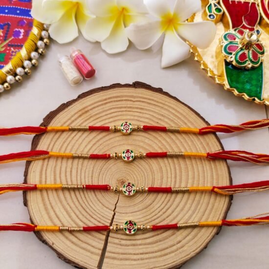 Traditional Meenakari Enamel Floral Bead Designer Rakhi Collection(Single Piece)