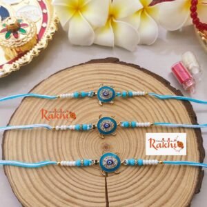 Premium Tortoise Evil Eye Beaded Single Thread Rakhi