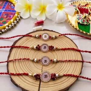 Sacred Om Crystal Bhaiya Bhabhi Rakhi & Lumba Set (Combo Couple Pair)