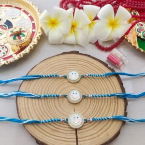 Premium Smiley Face Crystal Beaded Single Thread Rakhi (Price for Single Piece)