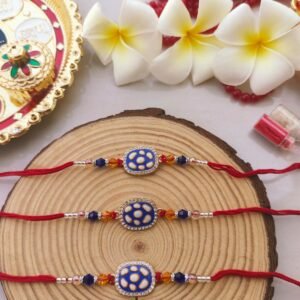 Premium Royal Blue Meenakari Crystal Single Thread Rakhi (Price for Single Piece)