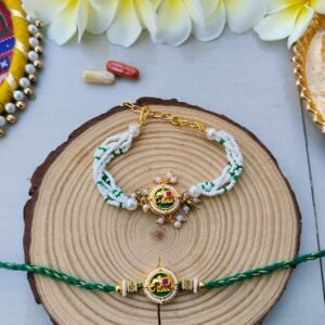 Auspicious Emerald Green Ganesha Bhaiya Bhabhi Combo Rakhi Set