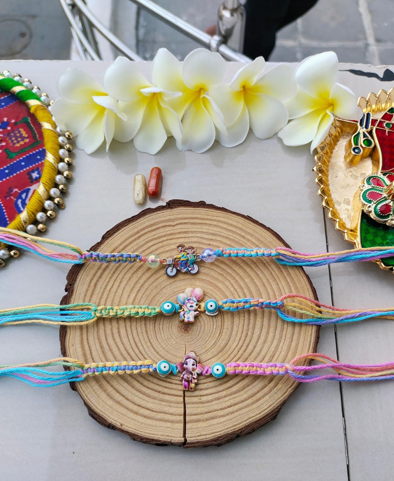 Cycling Siblings Playful Pastel Kids Rakhi (Single Piece) - Image 2