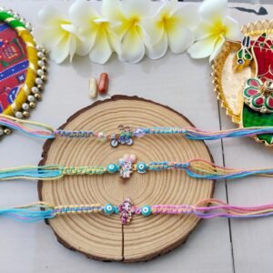 Cycling Siblings Playful Pastel Kids Rakhi (Single Piece)