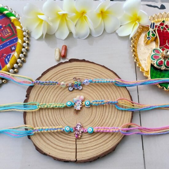 Cycling Siblings Playful Pastel Kids Rakhi (Single Piece)