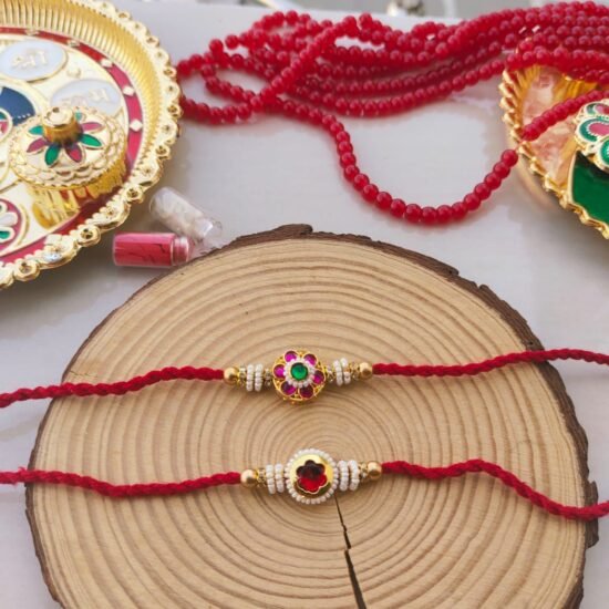 Traditional Meenakari Floral Pearl Beaded Designer Rakhi (Single Piece)