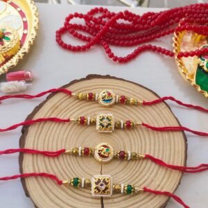 Royal Meenakari Elephant and Square Kundan Heritage Designer Rakhi (Single Piece)