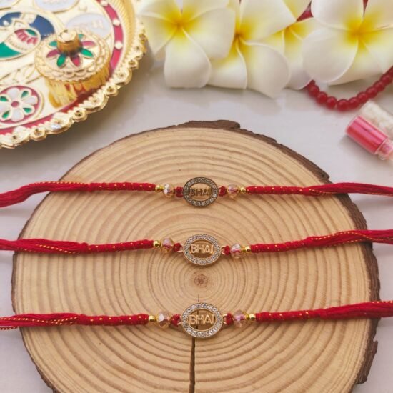 Diamond Style Elegant Oval Bhai Dial Designer Rakhi (Single Piece)