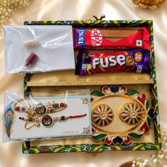 Premium Patola Box Bhaiya Bhabhi Rakhi Gift Hamper
