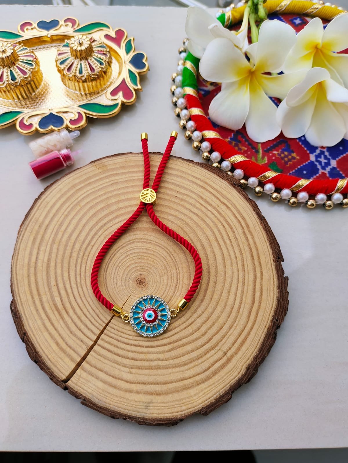Premium Protection Circular Evil Eye Adjustable Slider Rakhi