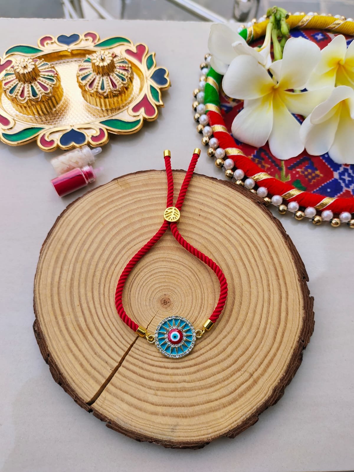 Premium Protection Circular Evil Eye Adjustable Slider Rakhi - Image 3