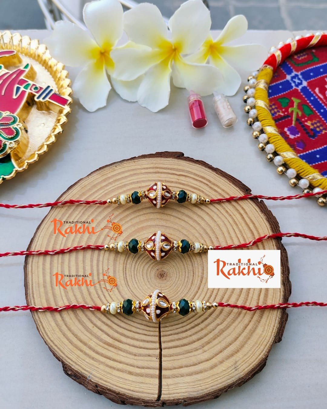 Premium Meenakari & Kundan Designer Brother Rakhis - Image 2