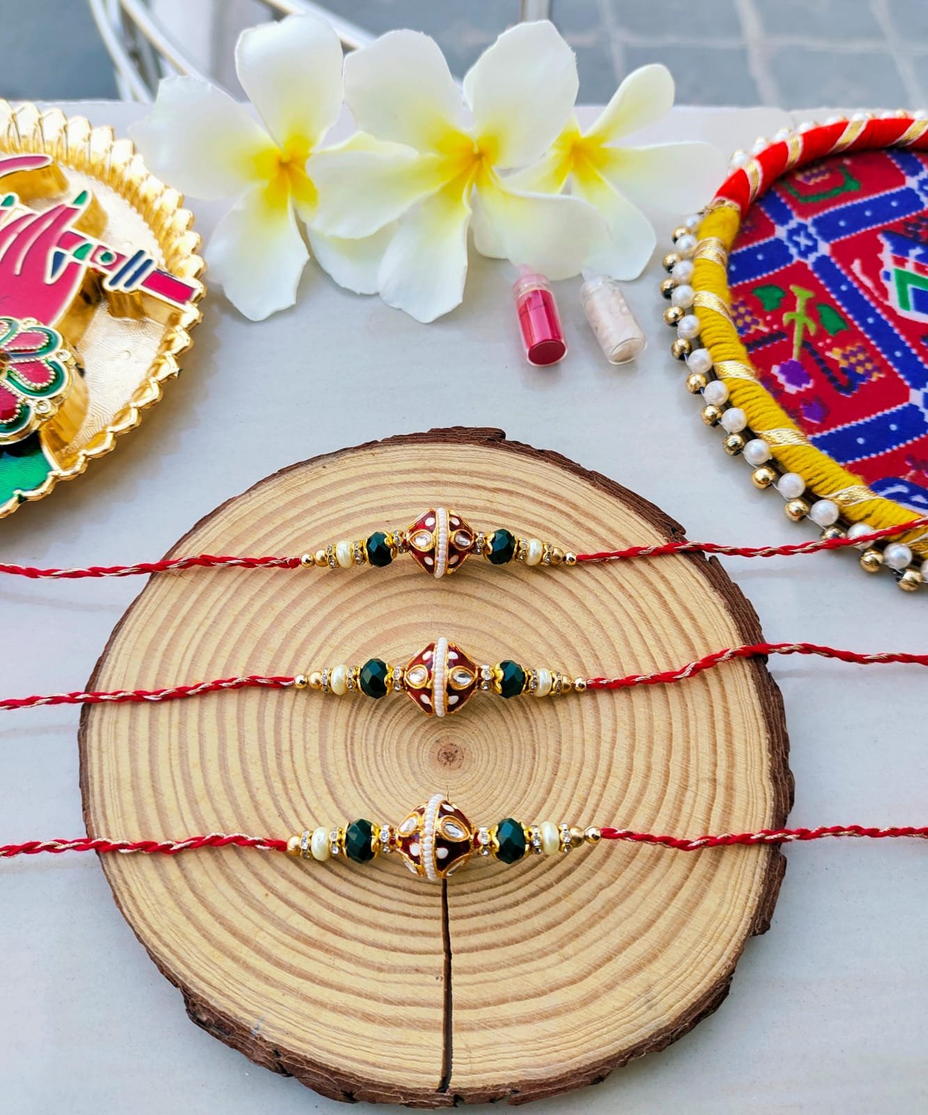 Premium Meenakari & Kundan Designer Brother Rakhis - Image 3
