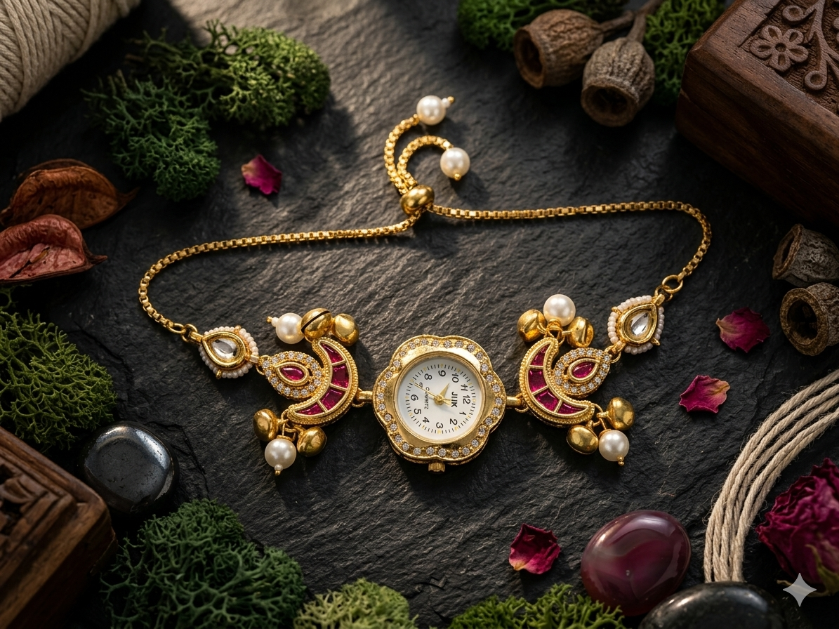 Premium Chand Kashmiri Adjustable Slider Watch For Sister - Image 2