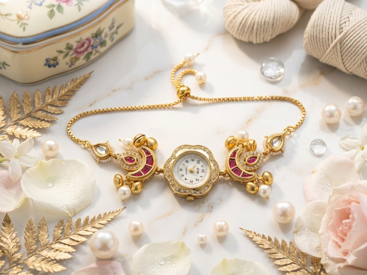 Premium Chand Kashmiri Adjustable Slider Watch For Sister - Image 3