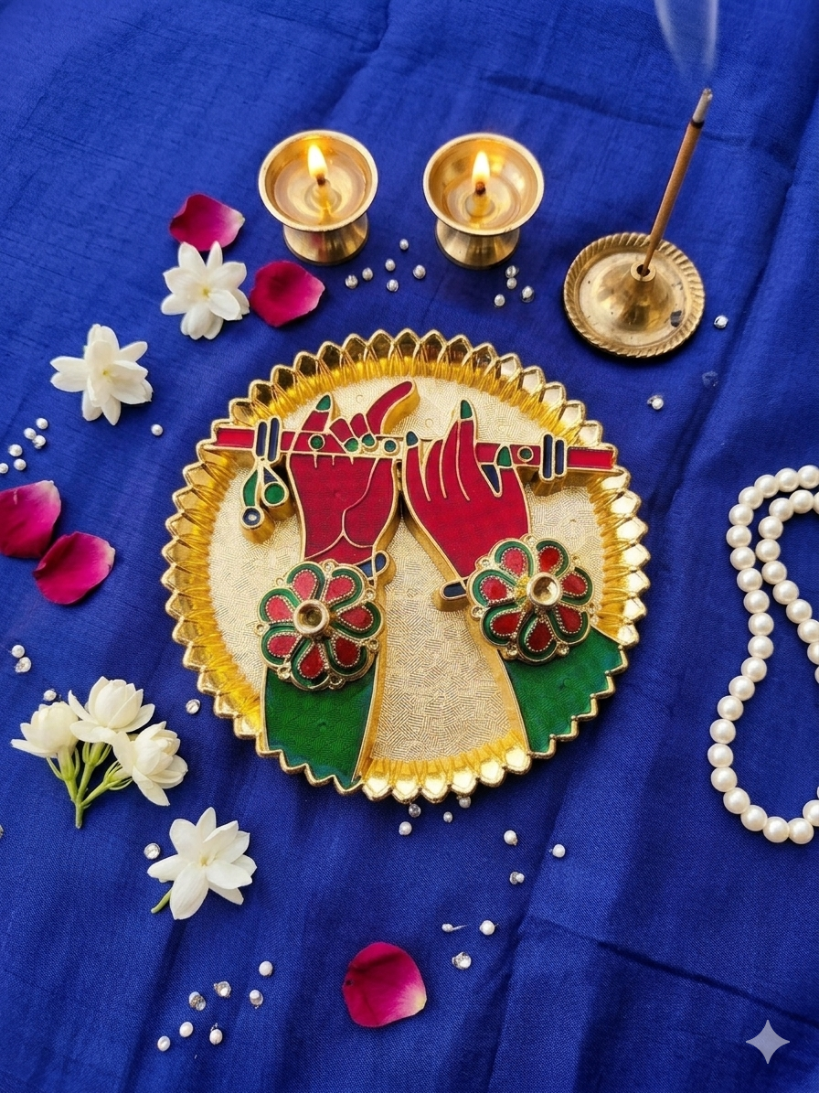 Royal Design Pooja Thali Set with Attached Bowls - Image 2
